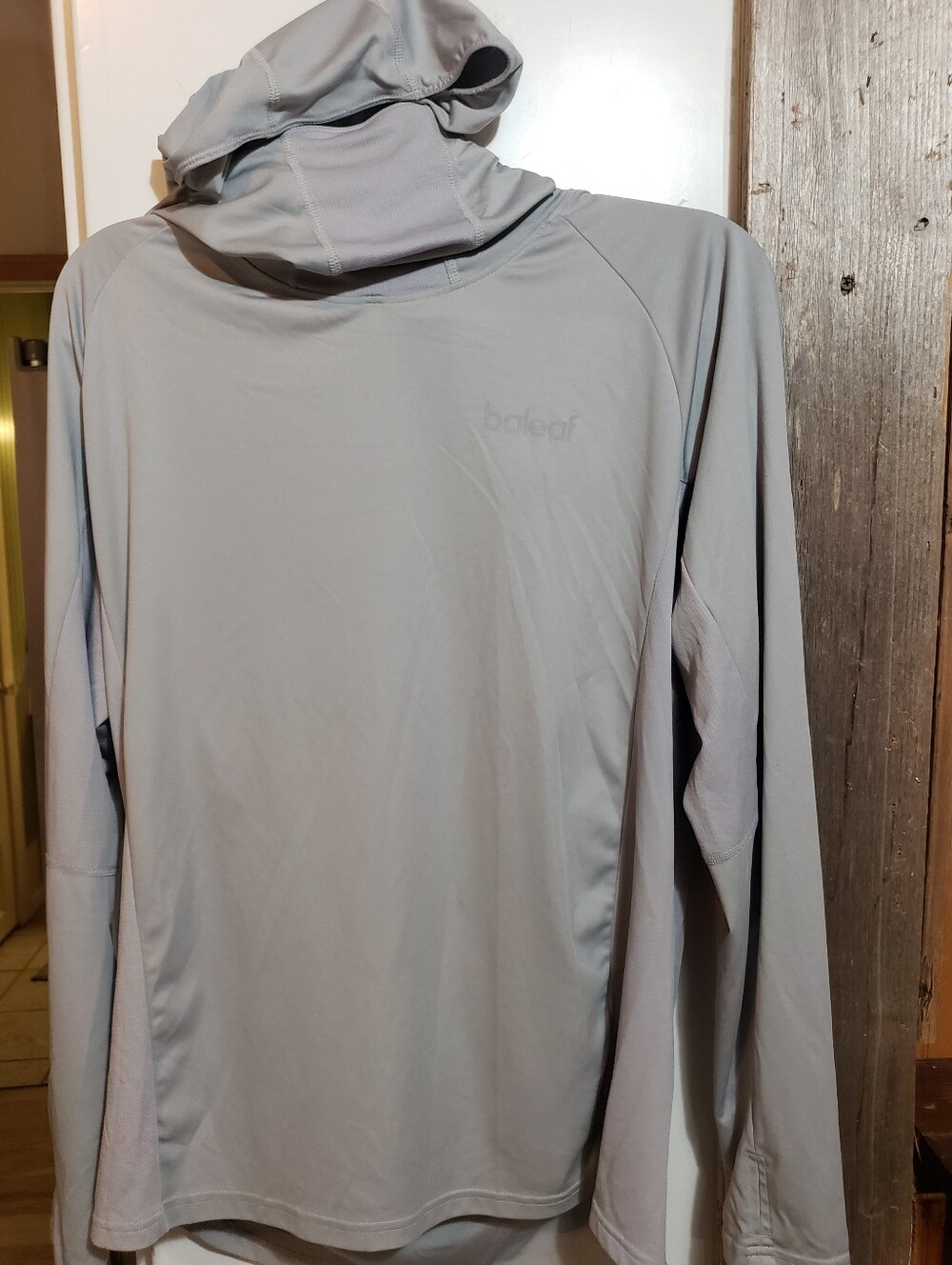 Baleaf Men L Gray Outdoor Performance Hoodie Sun Protection Fast Dry Face Cover